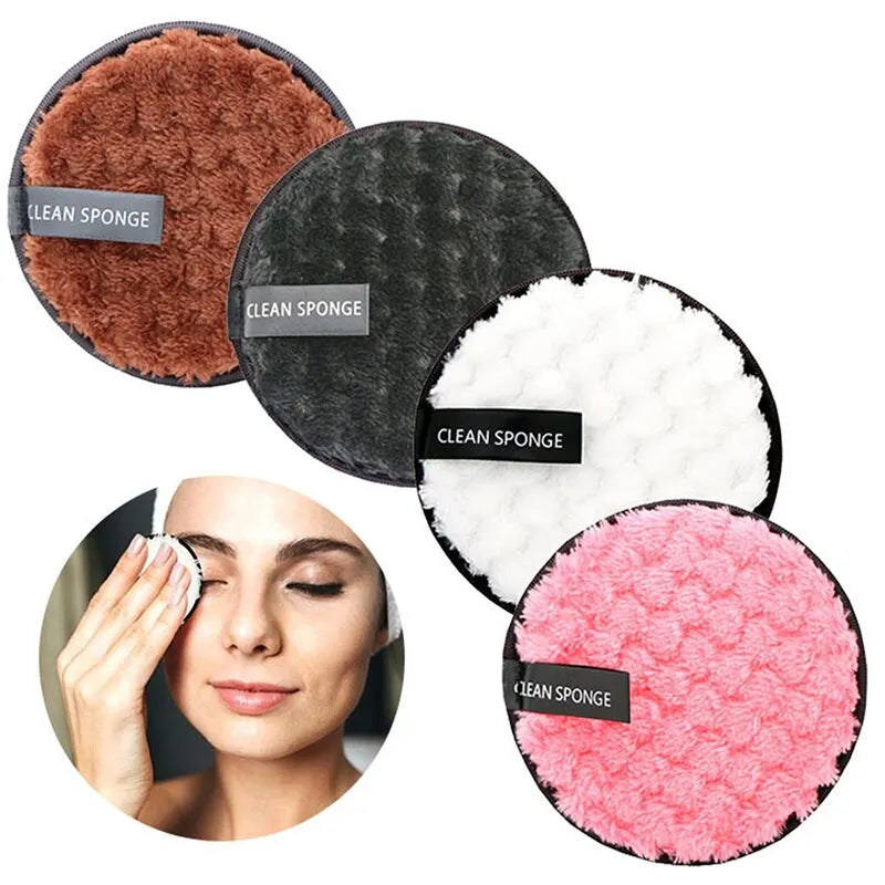 Washable Microfiber Makeup Remover Cotton Pads 4pcs Set Cosmetics Makeup Towel Cleaning Sponge Skin Care Tool
