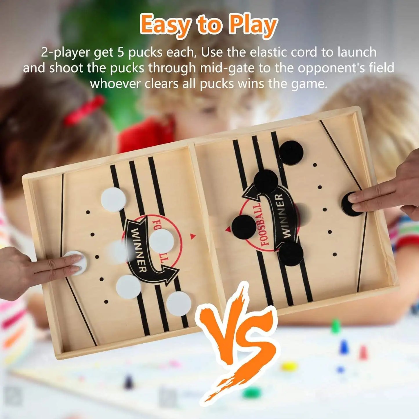 Fun Competitive Wooden Billiard Puck Board Games Foosball Table Hockey Game Catapult Parent Child Interactive Toys