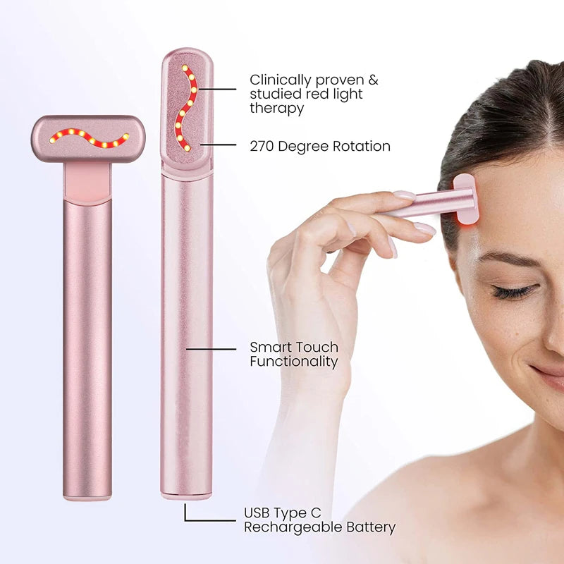 Red Light EMS Microcurrent Face Lifting Facial Eye Neck Wand Massager Skin Tightening Anti Wrinkle Skin Care Beauty Tool