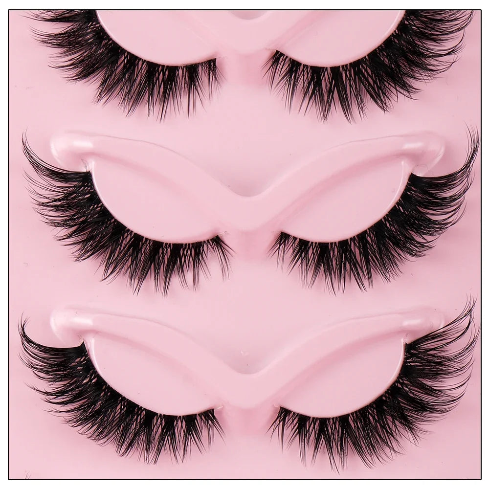 10pcs - 5 Pairs Cat Style Wispy Eyelashes Faux Mink Natural Long Manga Winged End Elongated False Lashes Eye Accessories
