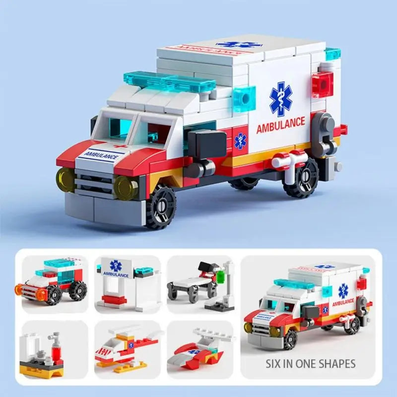 Building Blocks Engineering Fire Truck Military Tank Helicopter Model Puzzles Assembly Children's Micro Particle Toys