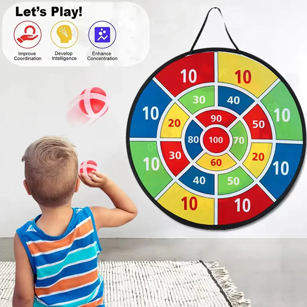 Fun Indoor Outdoor Dart Board With Velcro Balls Game Fun Party Play Game Kids Toys Large Board 66cm