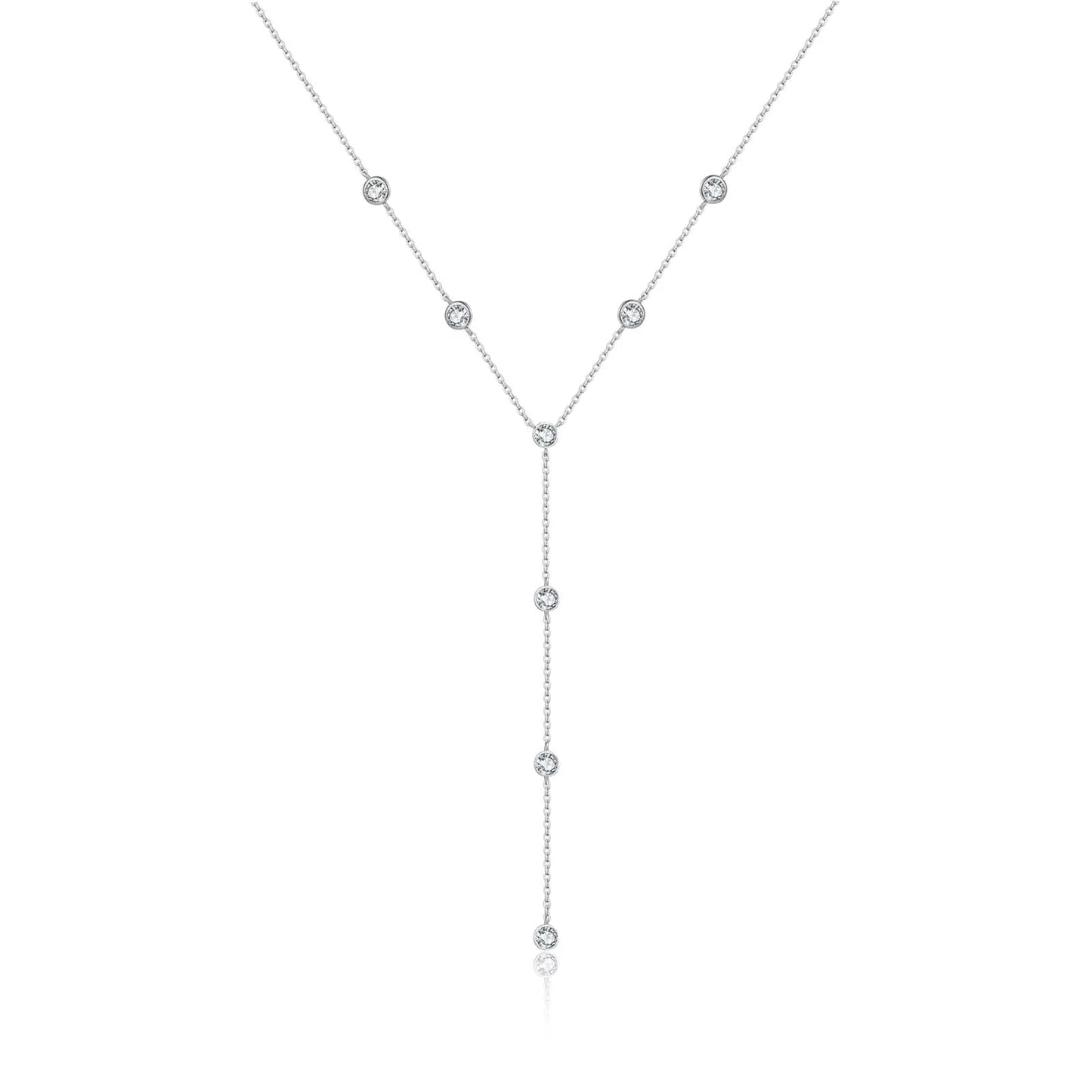 Exquisite Crystal 925 Sterling Silver Y Chain Tassel Pendant Necklace for Women Lovely Choker Charm Luxury Jewelry Accessories