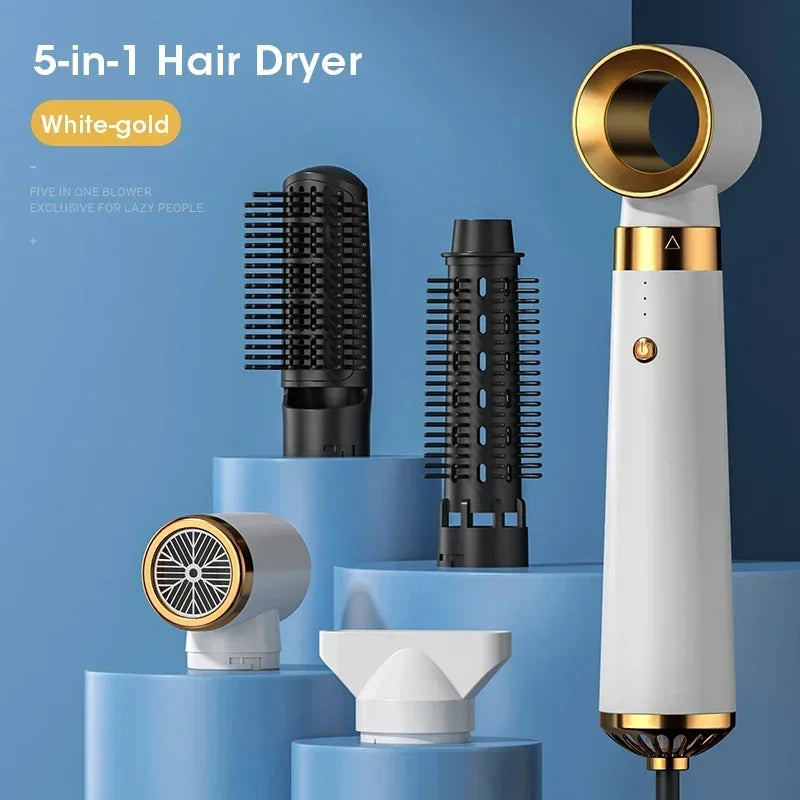 5 in 1 Multifunctional Electric Hair Dryer Hot Air Comb Automatic Curling Rod and Straightener Fast Dry Salon Style Tools