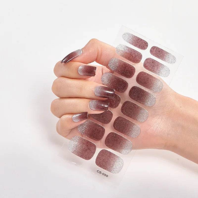 DIY Glitter Nail Stickers Ultra-thin Non-trace Full-wear Waterproof Nail Polish Film 16pcs