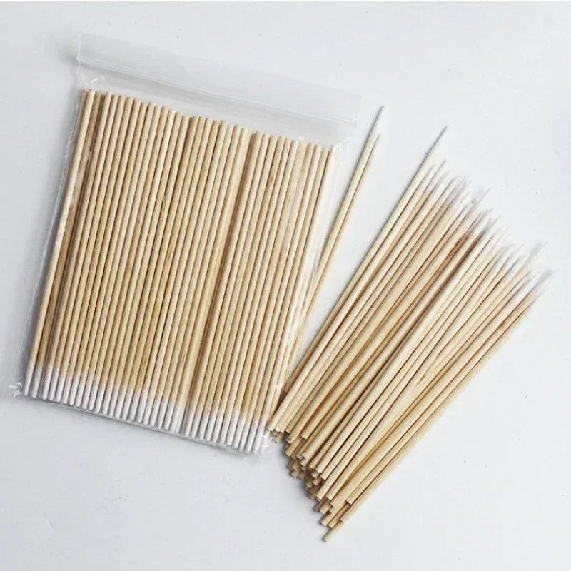 Manicure Wood Cotton Swab Cleaning Sticks for Nails Cotton Head Pedicure Detail Corrector Nail Polish Remover Art Tool Supplies 100-500Pcs