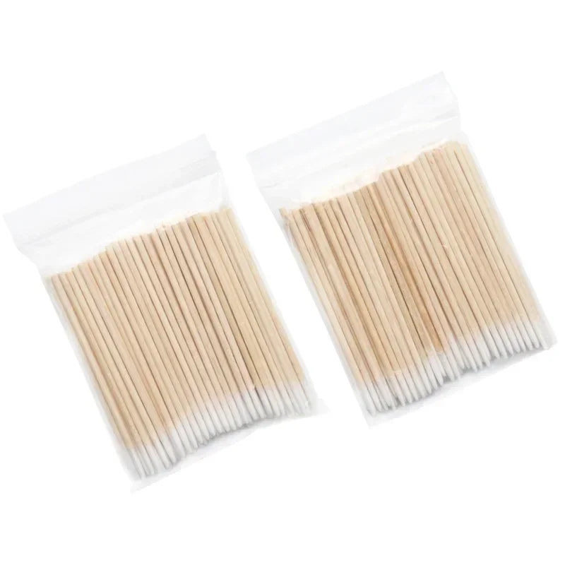 Manicure Wood Cotton Swab Cleaning Sticks for Nails Cotton Head Pedicure Detail Corrector Nail Polish Remover Art Tool Supplies 100-500Pcs