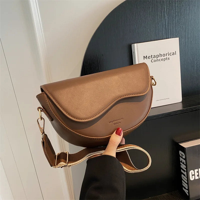 Elegant Women's Saddle Pillow Style Crossbody Leather Handbag Purse Small Shoulder Messenger Bag