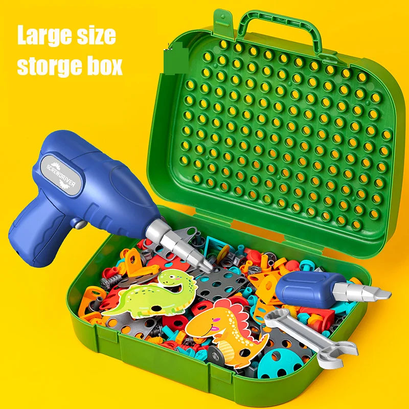 Children DIY Tool 3D Puzzle Toys Set Electric Drill Screw Nuts Pretend Play Tool Kits 2D/3D Educational Toy 230pcs/228pcs