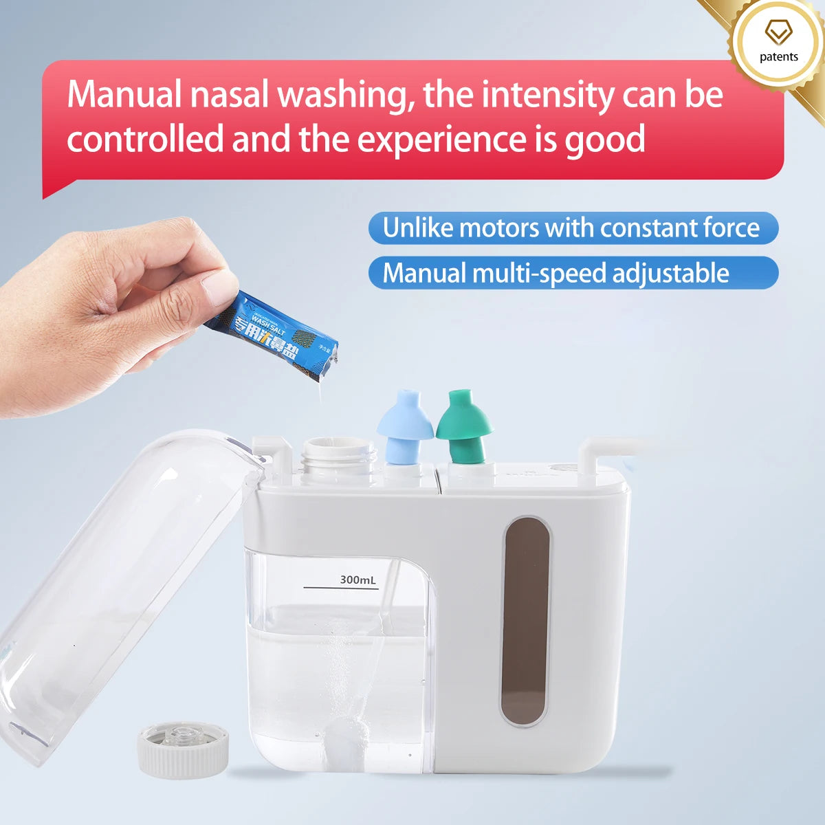 Nasal Wash Positive and Negative Pressure Nose Cleaner Nasal Irrigator Neti Pot for Adults and Children Double Pressure Health Care Device