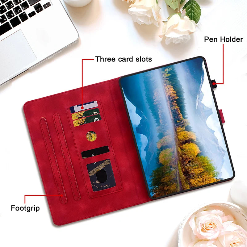 Luxury Leather Wallet Stand Case for Amazon Fire Max 11 HD10 HD8 Plus Fire 7 and Kindle Paperwhite 5 Protective Floral Embossed Tablet Cover