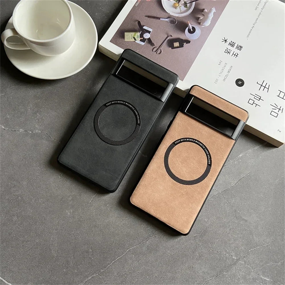 Shockproof Luxury Soft Leather Case For Google Pixel 9 7 8 Pro 6 XL 8A 7A 6A Magnetic Wireless Charging Magsafe Skin Feel Cover