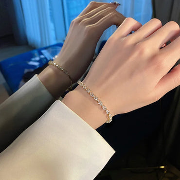 Elegant Crystal Square Cut Adjustable Bracelets for Women Wristband Fashion Jewelry Accessories