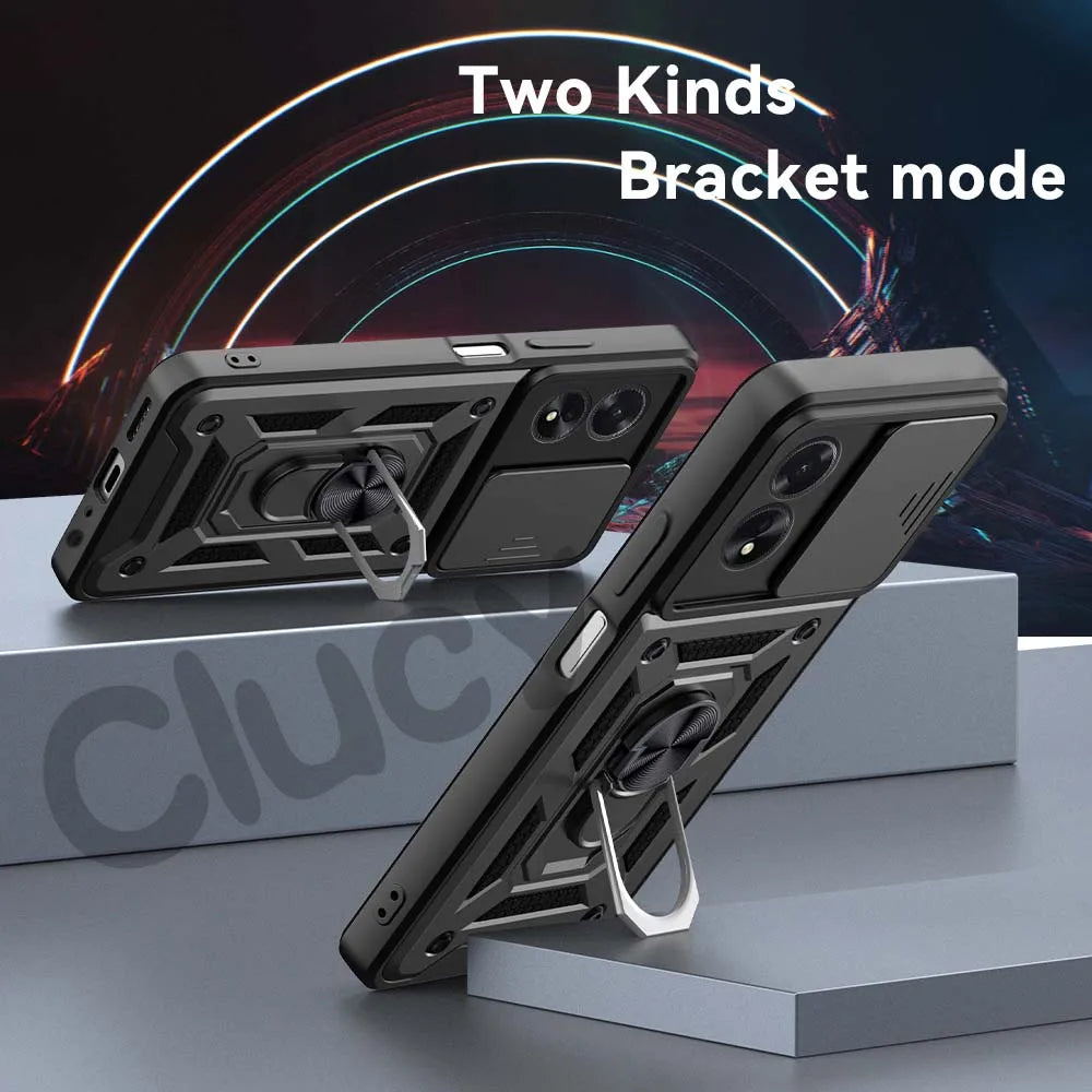 Durable Shockproof Phone Case for OPPO A98 A78 A74 A54 A38 A18 Camera Protection Magnetic Ring Holder Back Cover