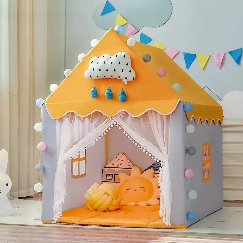 Large Folding Children's Toy Tent Teepee Play House Boys Girls Pink Princess Castle Child Room Decor 1.35m