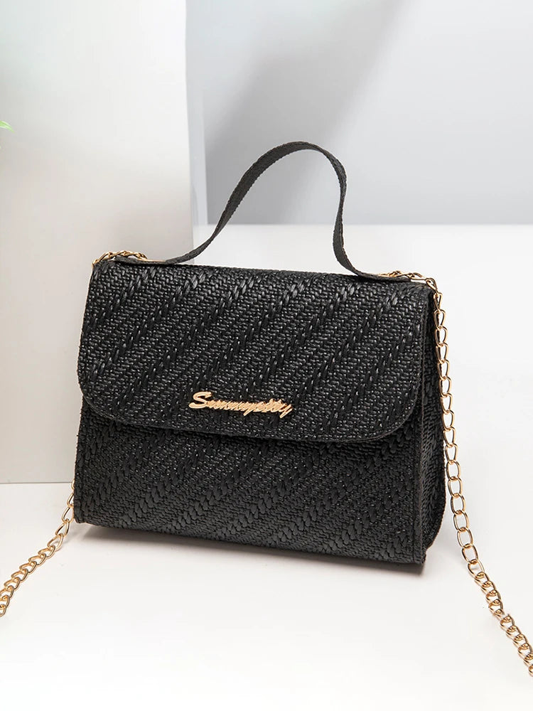 Luxury Embossed Chain Square Crossbody Leather Handbag Purse for Women Large Capacity Shoulder Bag
