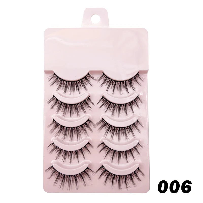 Wispy Manga Style Eyelashes Soft Natural Thick False Daily Eye Lashes Dating Makeup Eye Accessories 5 Pairs - 10pcs