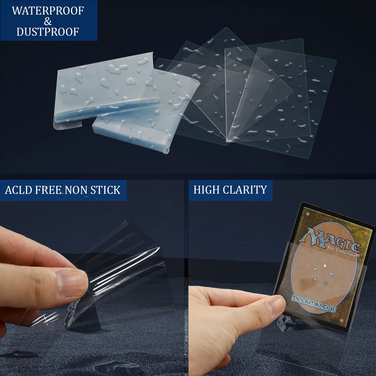 Card Inner Sleeves Protectors 200 Pcs Set for Sports, Football, Basketball Cards, MTG/YGO Game Cards Inner, Card Sleeves are Smooth And Tough Perfect Fit