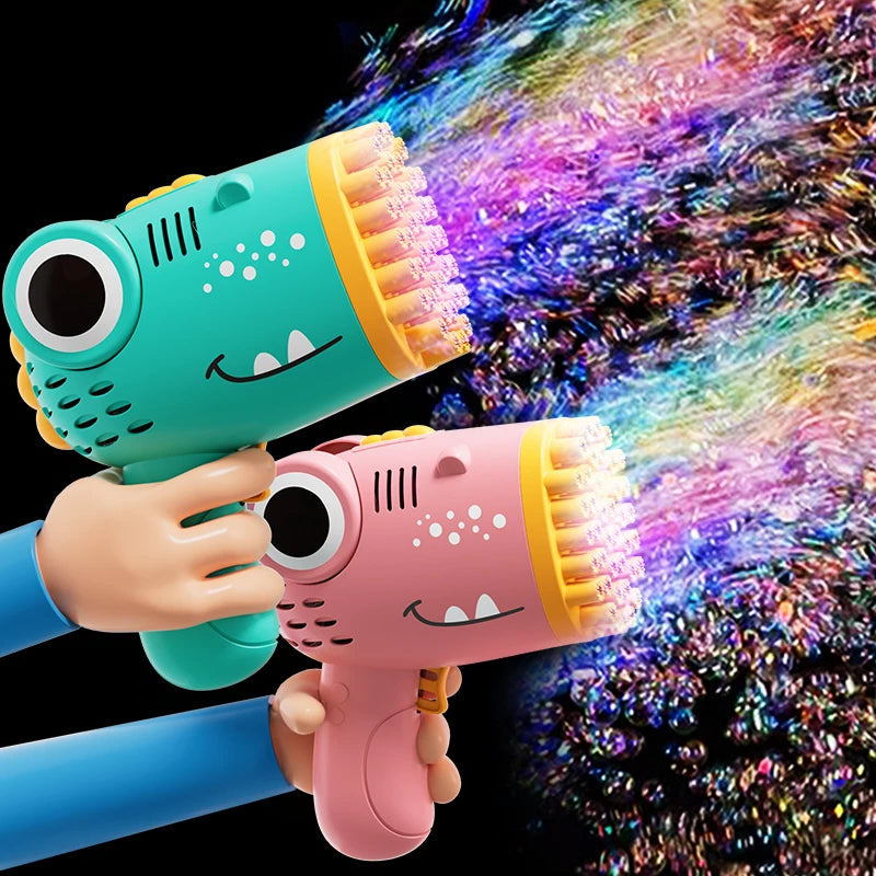 Fun Dinosaur Bubble Gun 40 Hole Hand Held Bubble Blowing Maker Entertainment Toy