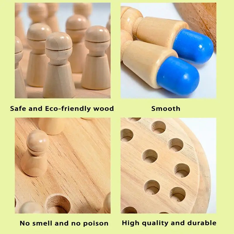 Wood Memory Match Stick Board Game for Boys and Girls Logic Brain Tease Toys Early Education Montessori Color Recognition