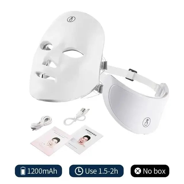 Anti-Aging Bio-Light Therapy 7 Colors LED Face and Neck Mask for Skin Tightening Lifting Beauty Care Device