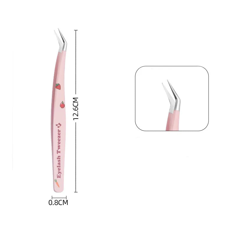 Stainless Steel Anti-Static False Eyelash Tweezers Pincet Curved Strip 3D Lashes Extension Tweezer Makeup Tools Eye Accessories