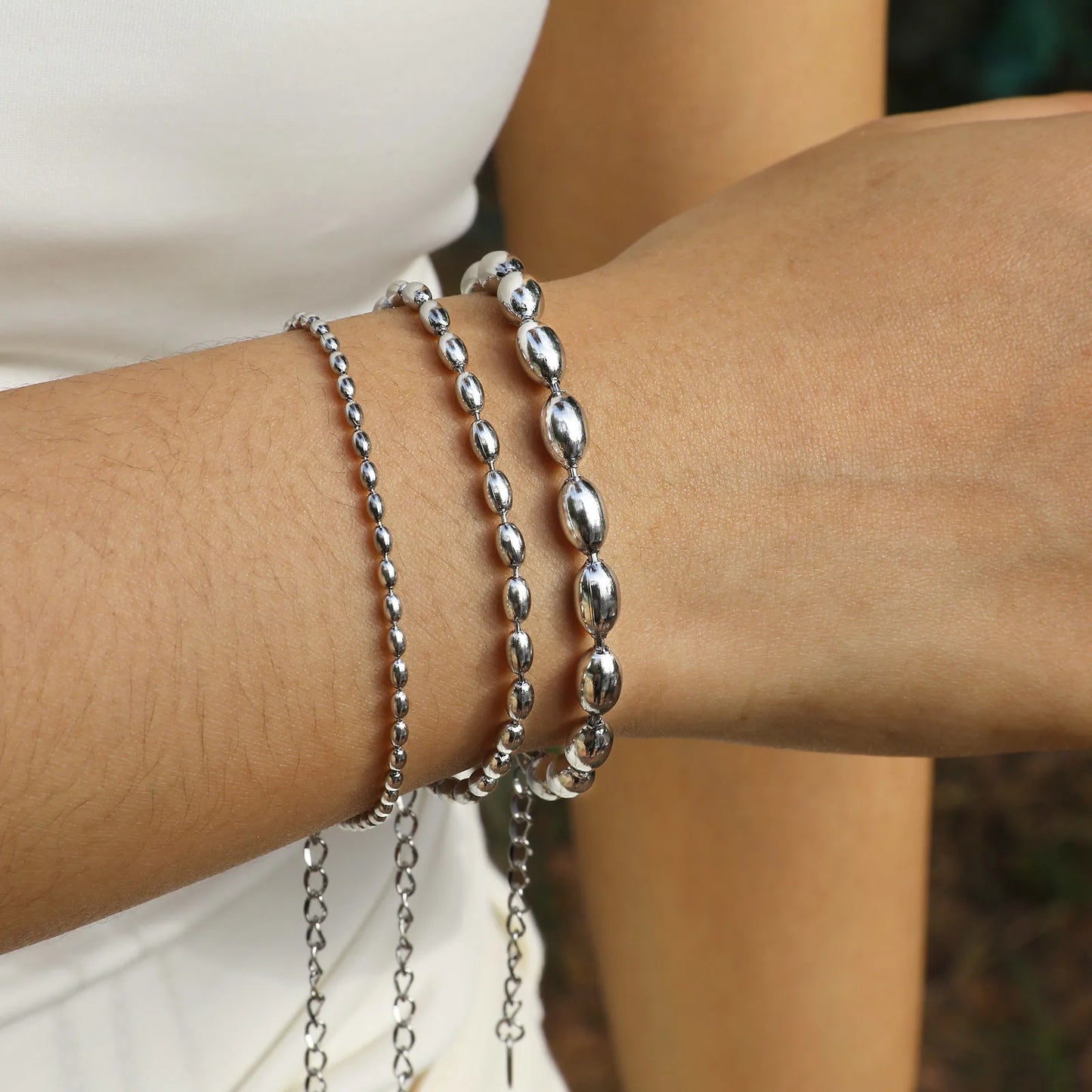 Beautiful Dainty Stainless Steel Beads Bracelet for Women Men Unisex Gold Silver Color Wristband Bracelet Jewelry