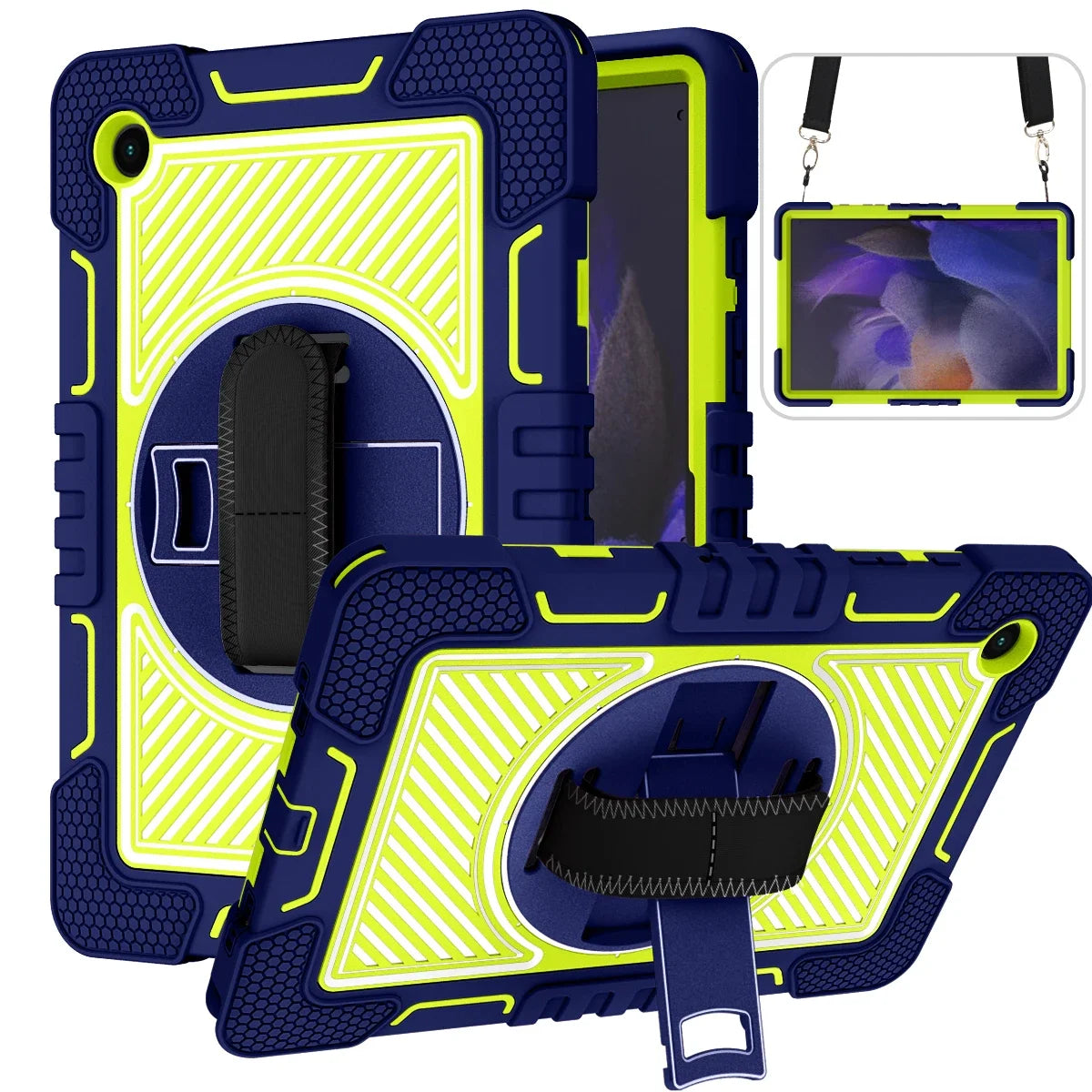 Durable Shockproof Silicone Stand Case for Huawei MatePad SE 11 10.4 Tablets Rotating Kickstand Kids Proof with Shoulder Strap