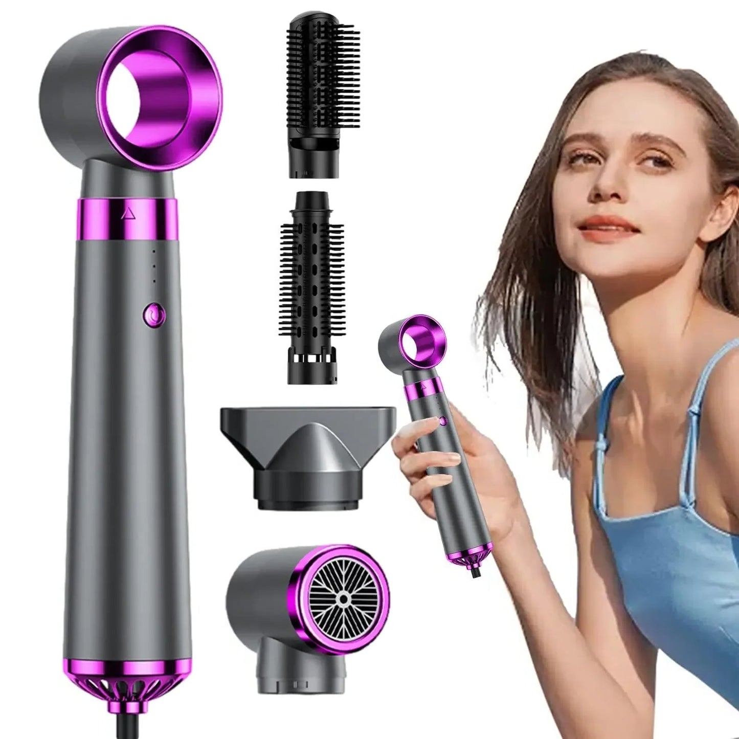 5 in 1 Multifunctional Electric Hair Dryer Hot Air Comb Automatic Curling Rod and Straightener Fast Dry Salon Style Tools