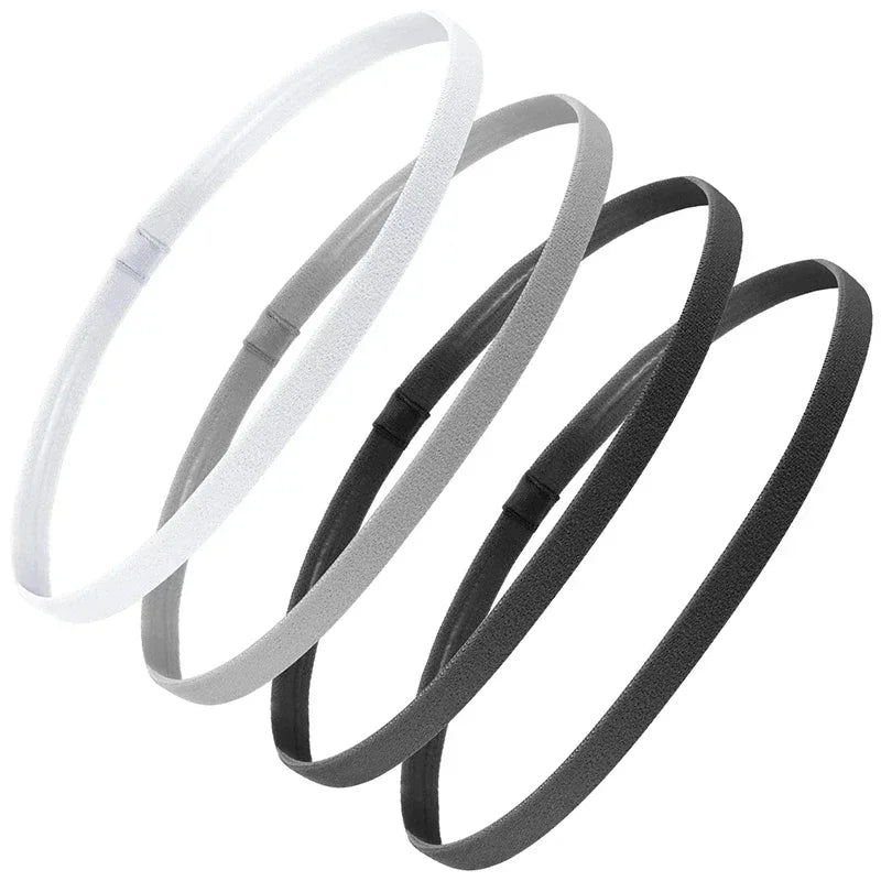 Solid Thickened Non-Slip Elastic Sports Headbands Hair Bands for Women Men Exercise Sweatbands 4pcs