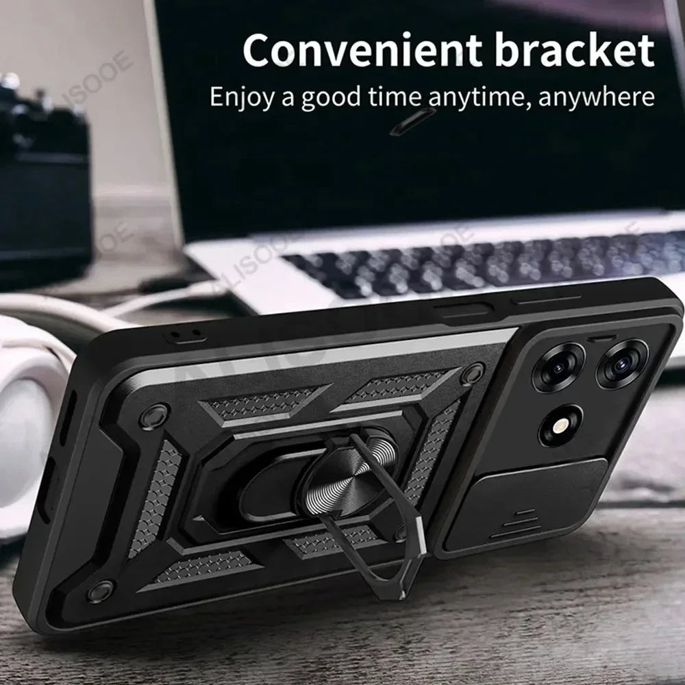Shockproof Phone Case for ZTE Blade V50 Design 4G Camera Protection Ring Stand Magnetic Back Cover