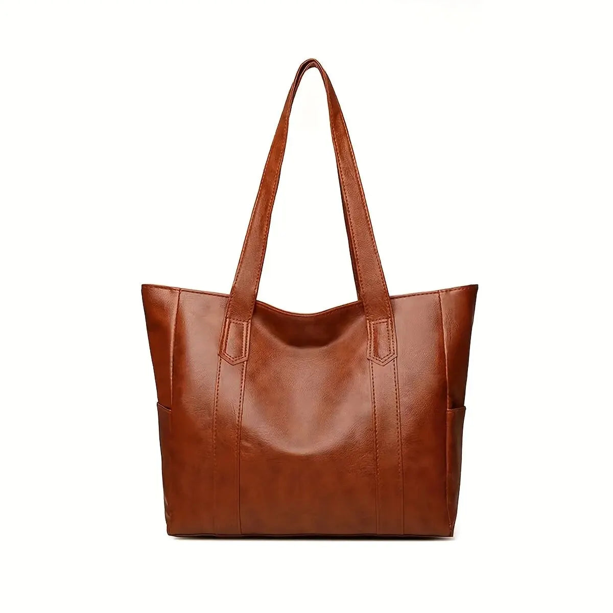 Vintage Retro Vegan Leather Large Capacity Square Tote Shoulder Bag Women's Casual Purse
