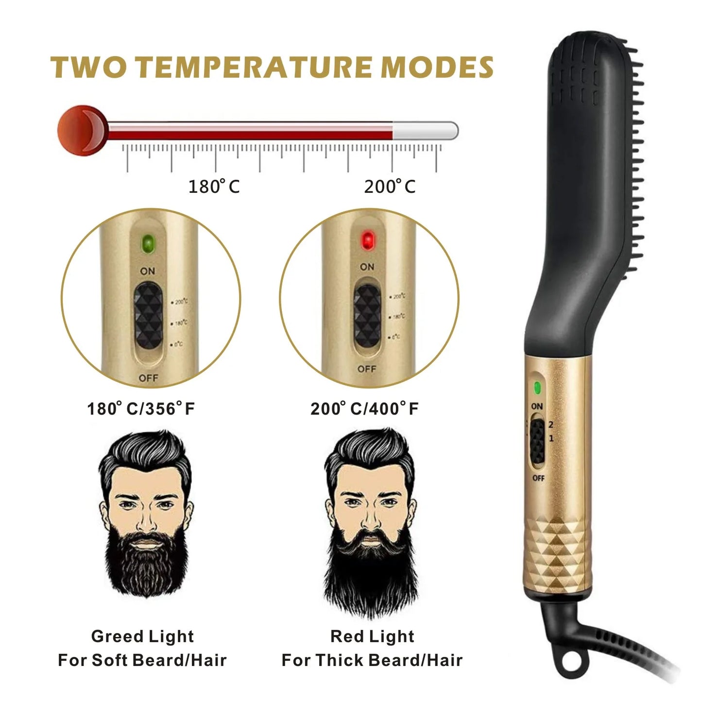 Electric Professional Beard Hair Straightener Comb Brush Hair Straightening Multifunctional Hair Curler Fast Heating Styling Tool