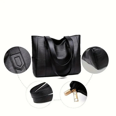 Vintage Retro Vegan Leather Large Capacity Square Tote Shoulder Bag Women's Casual Purse