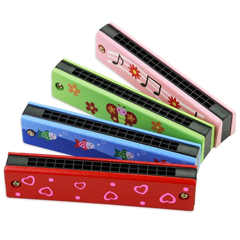 Colorful Wooden Harmonica Music Teaching Aids for Children Musical Instrument Toys Music Teaching Aids Puzzle Early Education Kindergarten Beginners