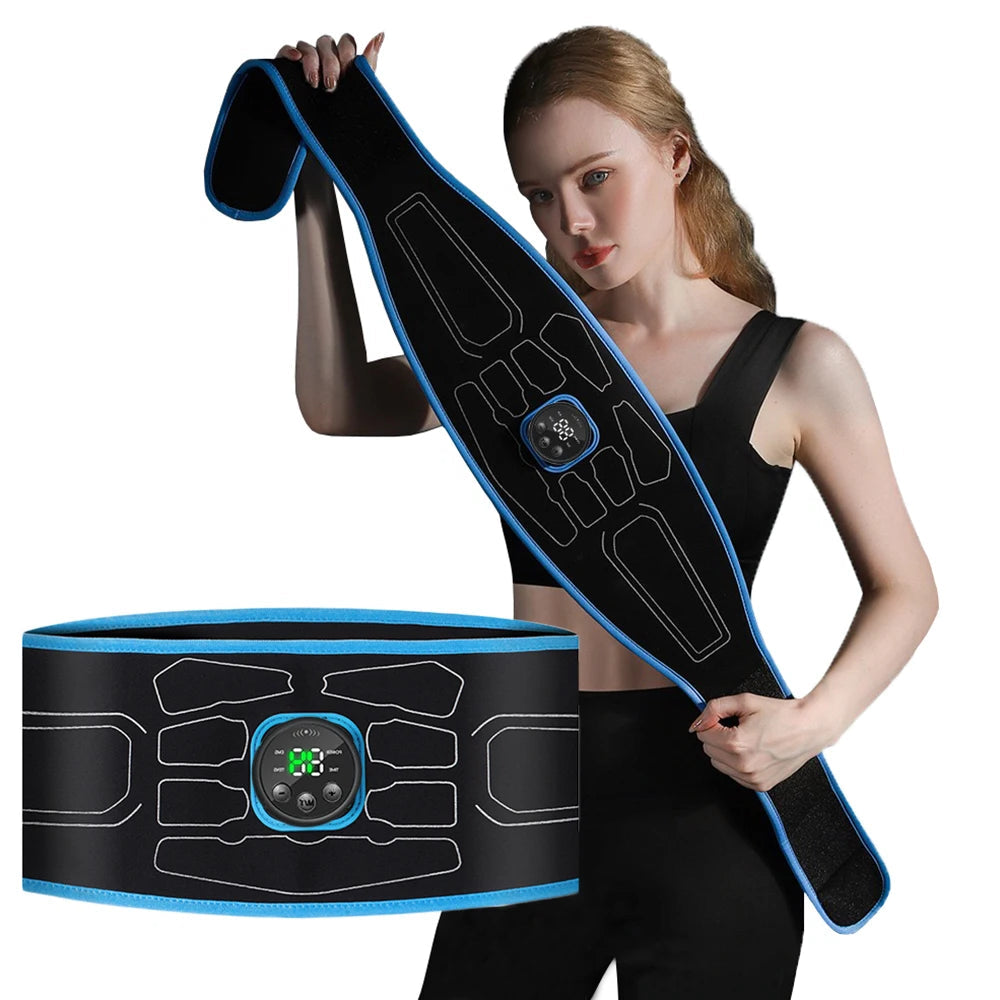 Wireless Electric Abdominal Muscle Stimulation EMS Toning Belt Muscle Toner Portable Fitness Massager Waist Trainer for Body Slimming and Shaping