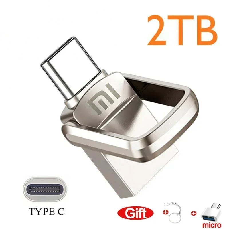 2 in 1 Metal USB 3.0 Memory Stick Pendrive OTG 2TB 1TB 512GB USB Flash Drives 256GB 2TB Type C for Computers and Cellphones