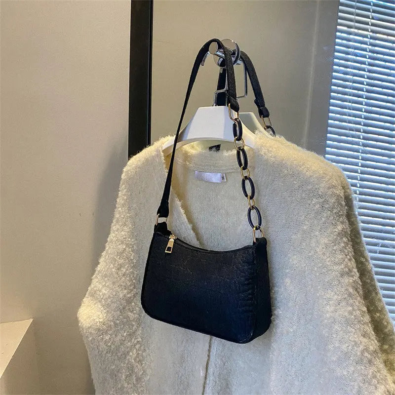 Luxury Crocodile Pattern Felt Women's Satchel Shoulder Crossbody Purse Handbag Fashion Chain Tote Ladies Bag