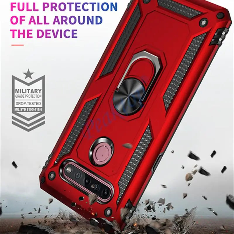 Shockproof Phone Case for LG K61 K51S K51 K50S K41S, Stylo 6 5, Aristo 2 3, Harmony 4, Q51 Q61 Magnetic Ring Holder Back Cover