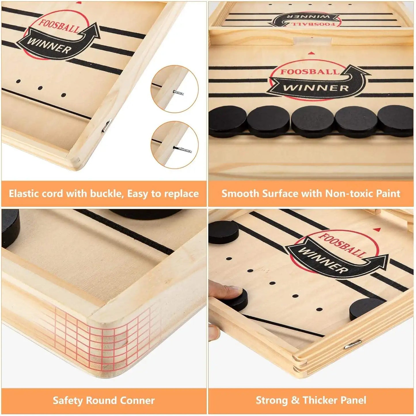 Fun Competitive Wooden Billiard Puck Board Games Foosball Table Hockey Game Catapult Parent Child Interactive Toys