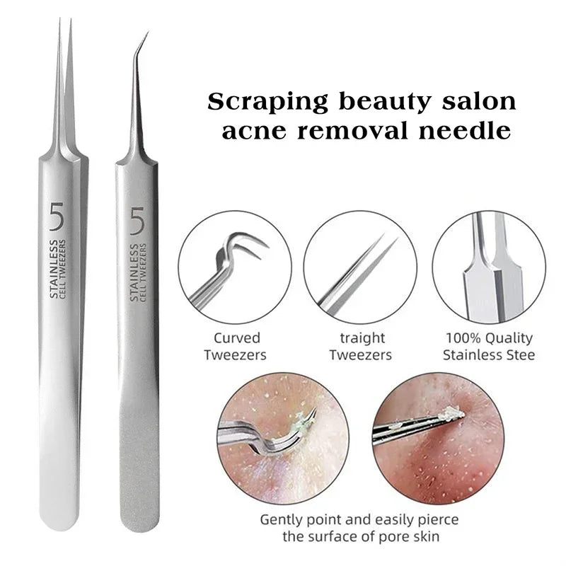 Acne Blackhead Remover Tools for Pimples Blackheads German Ultra Fine No. 5  Special Clip Tweezers Beauty Face Health Salon