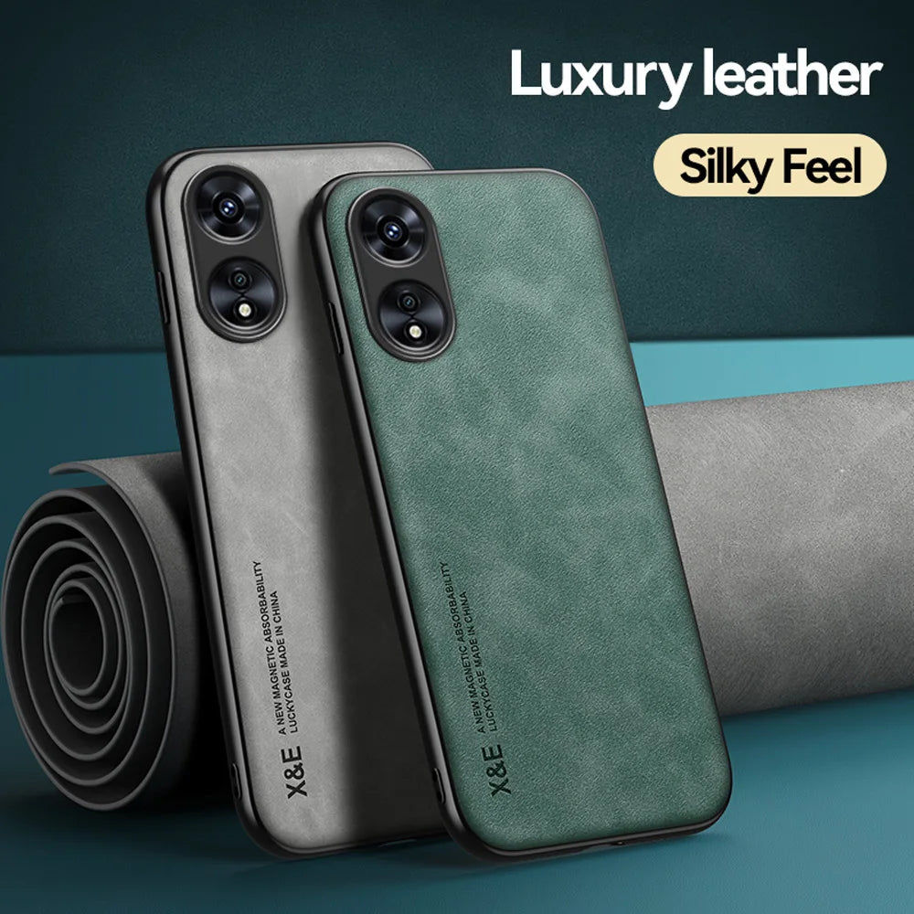 Luxury Leather Phone Case for OPPO A98 A96 A94 A78 A58 A57 A57s A17 Magnetic Protective Cover