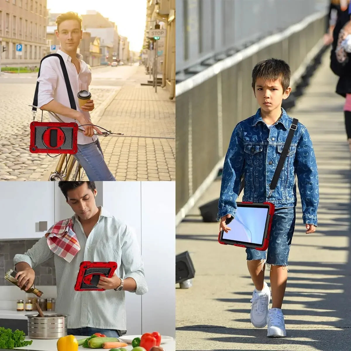 Durable Shockproof Silicone Stand Case for Huawei MatePad SE 11 10.4 Tablets Rotating Kickstand Kids Proof with Shoulder Strap