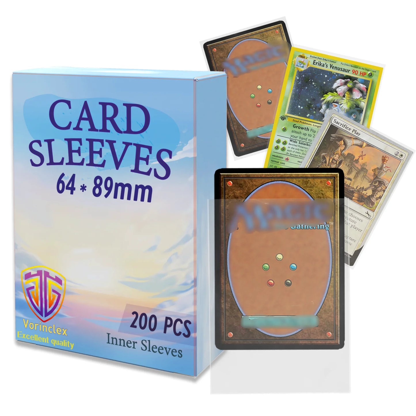 Card Inner Sleeves Protectors 200 Pcs Set for Sports, Football, Basketball Cards, MTG/YGO Game Cards Inner, Card Sleeves are Smooth And Tough Perfect Fit