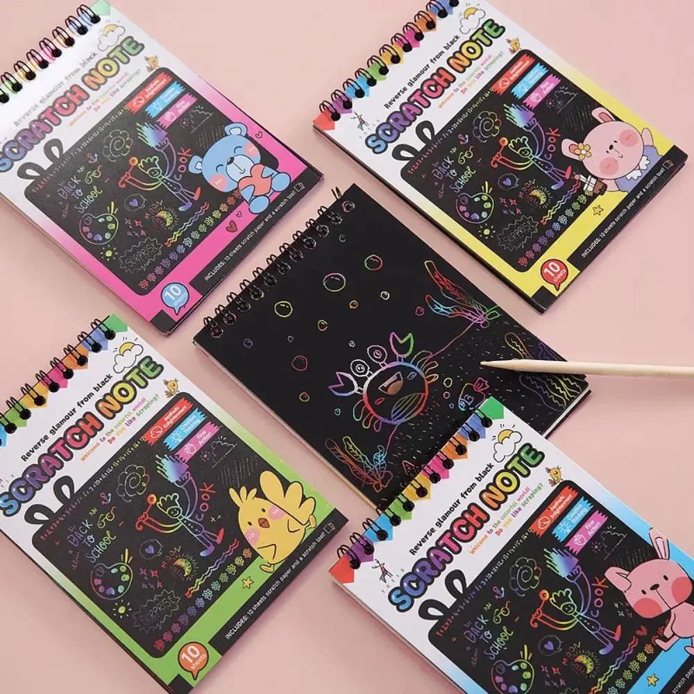 Magic Rainbow Scratch Off Paper Book Set for Kids Arts Scraping Painting Toy Children DIY Graffiti Montessori Educational Toys