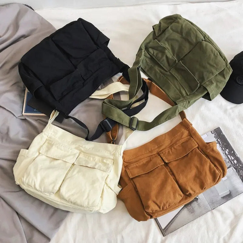 Modern Large Capacity Canvas Women's Satchel Shoulder Handbag Casual Messenger Crossbody Bags