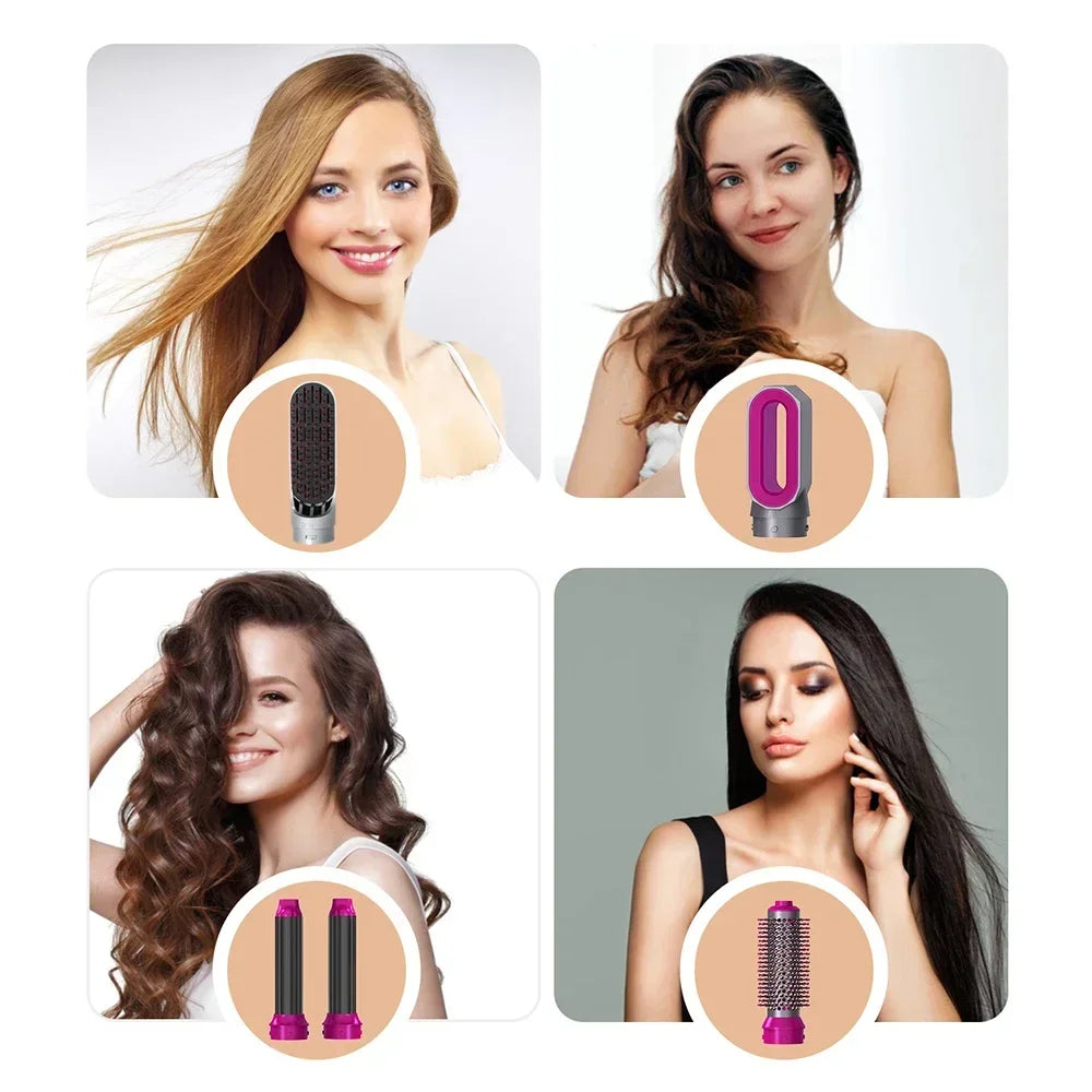 Professional Salon 5 in 1 Multifunctional Set Electric Hair Dryer Comb Curling Iron and Straightener Fast Dry Salon Style Tools