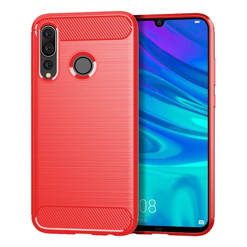 Shockproof Carbon Fiber Silicone Case for Huawei P50 P40 P30 P20, P Smart Plus Z, Mate 30 20 Pro 10 Brushed Texture Protective Back Cover