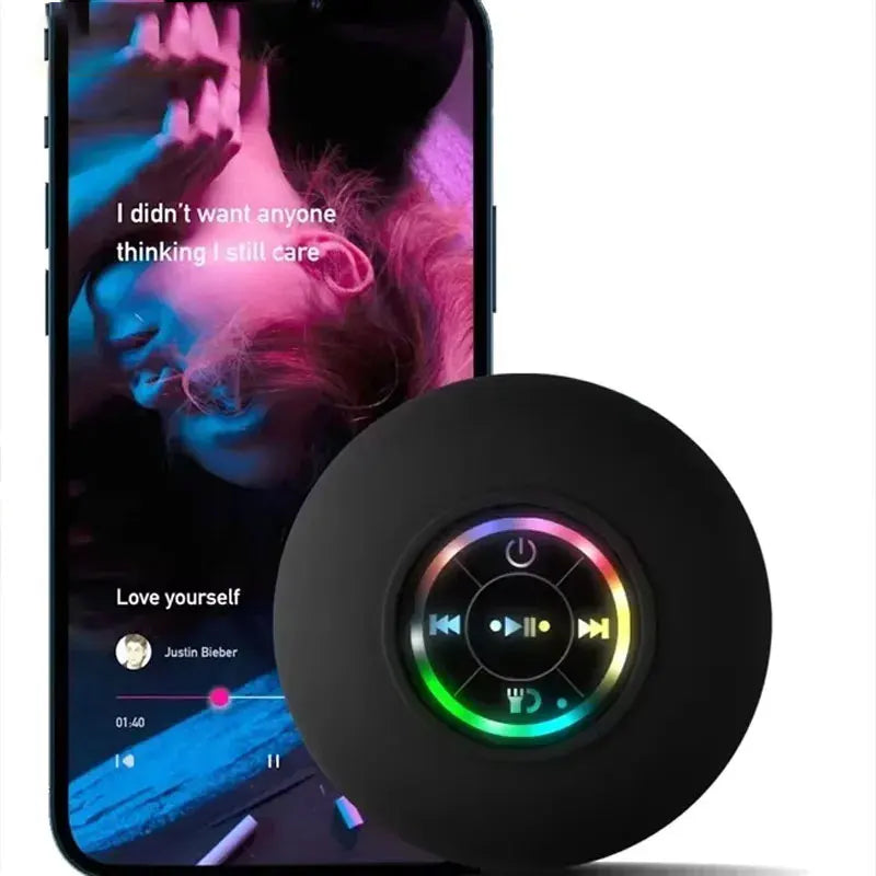 Waterproof Mini Portable Bluetooth Audio Speaker IPX4 Led Lights Bathroom Outdoor Large Suction Cup Speaker