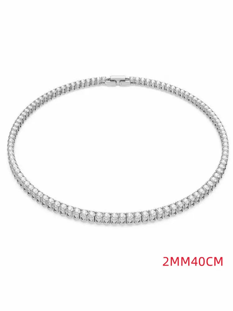 Modern Crystal 925 Sterling Silver Tennis Chain Necklaces for Men and Women Fashion Fancy Jewelry Accessories